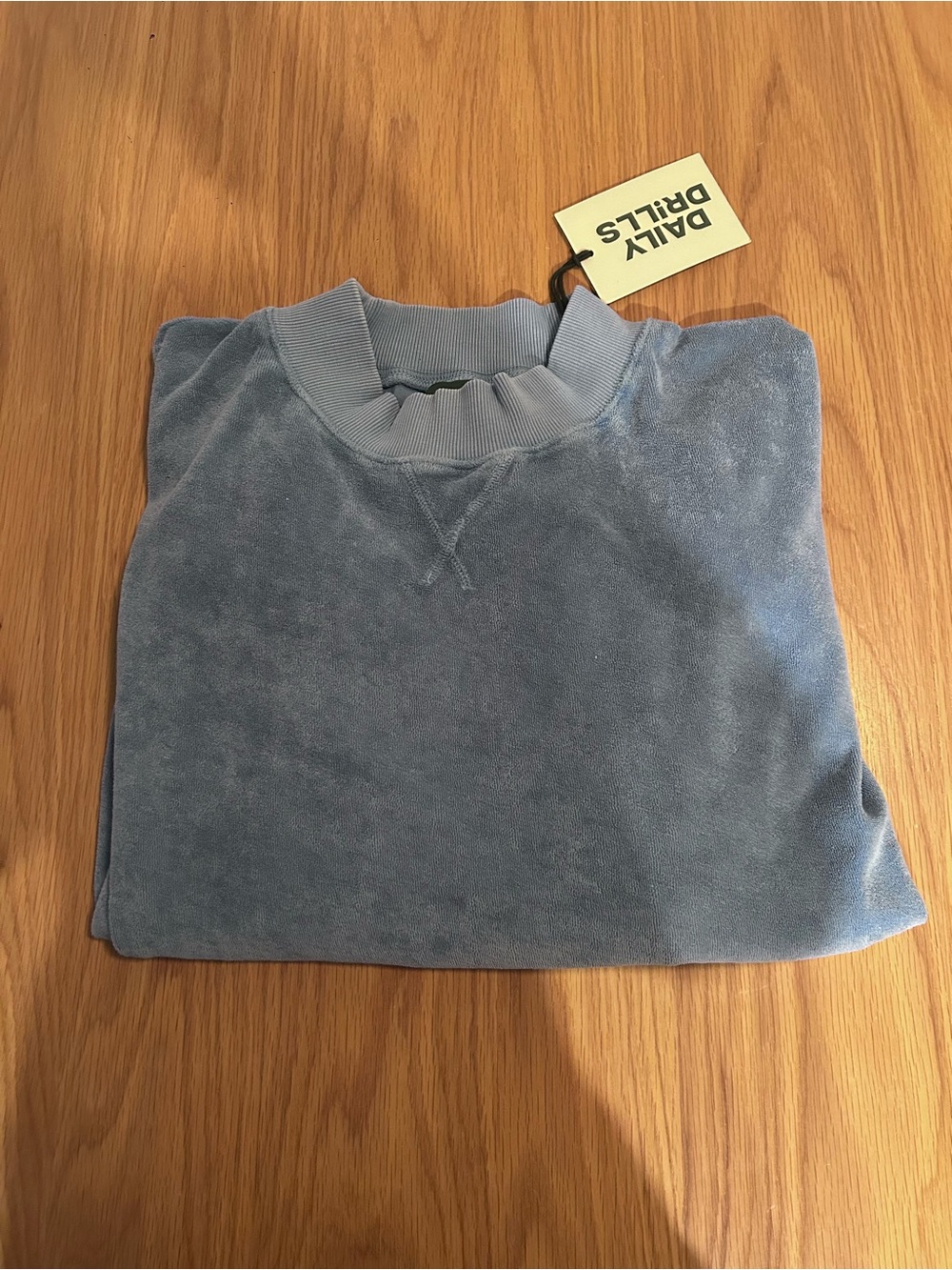 Daily Drills Terry Vintage Crew - Sunbleached Malibu Blue Size M/L NWT - Picture 7 of 11